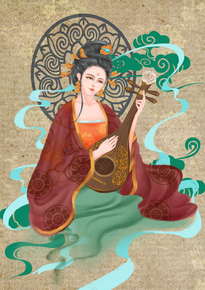 中国风国潮手绘古风人物美女背景设计,插画/手绘图,插画/手绘图库,插画/手绘图下载,插画/手绘